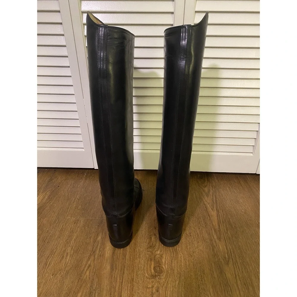 Vintage Y2K English Tall Riding Boots Black Leather Slim‎ Calf 7.5 Equestrian